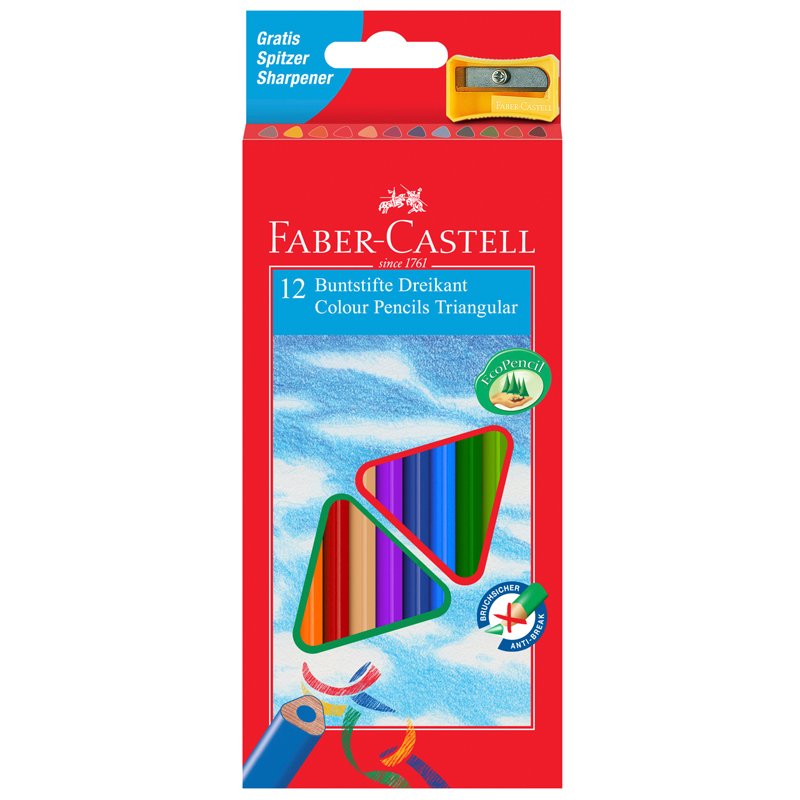 Карандаши цветные Faber-Castell eco 12 цветов трехгранные