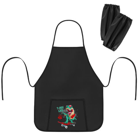 превью Фартук с нарукавниками для уроков труда ПИФАГОР, 1 карман, 44×55 см, «T-Rex Life»
