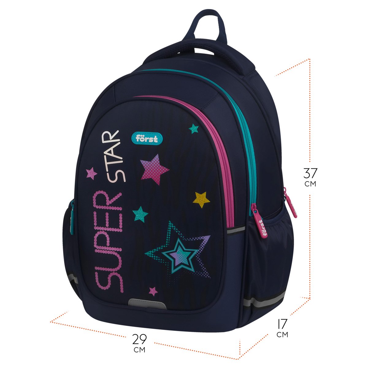 Рюкзак Först F-Cute «Super star» 37×29×17см, 3 отделения, 2 кармана, анатомическая спинка