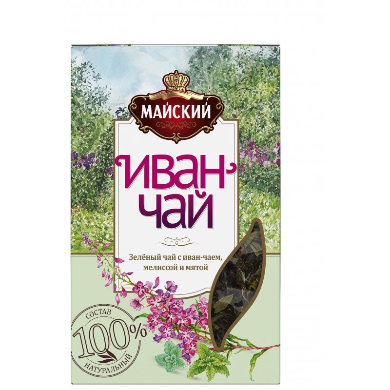 Чай Майский Иван-чай травяной с зеленым чаем, мелиссой и мятой 75 г