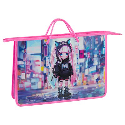 Папка с ручками А4 ArtSpace «Stylish girl», пластик, на молнии, 75мм