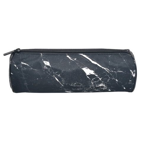 Пенал-тубус BRAUBERG, с эффектом Soft Touch, мягкий, «Black marble», 22×8 см