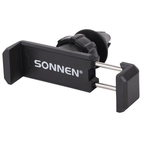 Держатель для телефона в авто на решетку вентиляции SONNEN, зажим до 85 мм, вращение 360°