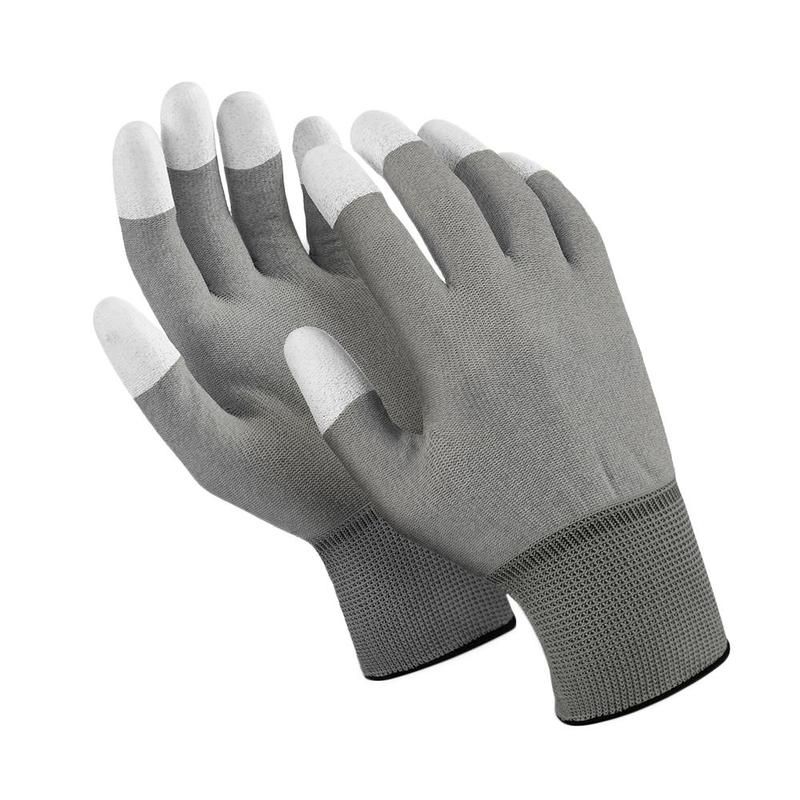 превью Перчатки антистатические Manipula Specialist Микростатик MG-163 нейлоновые с полиуретановым покрытием серые (13 нитей, 10 класс, размер 10, XL)