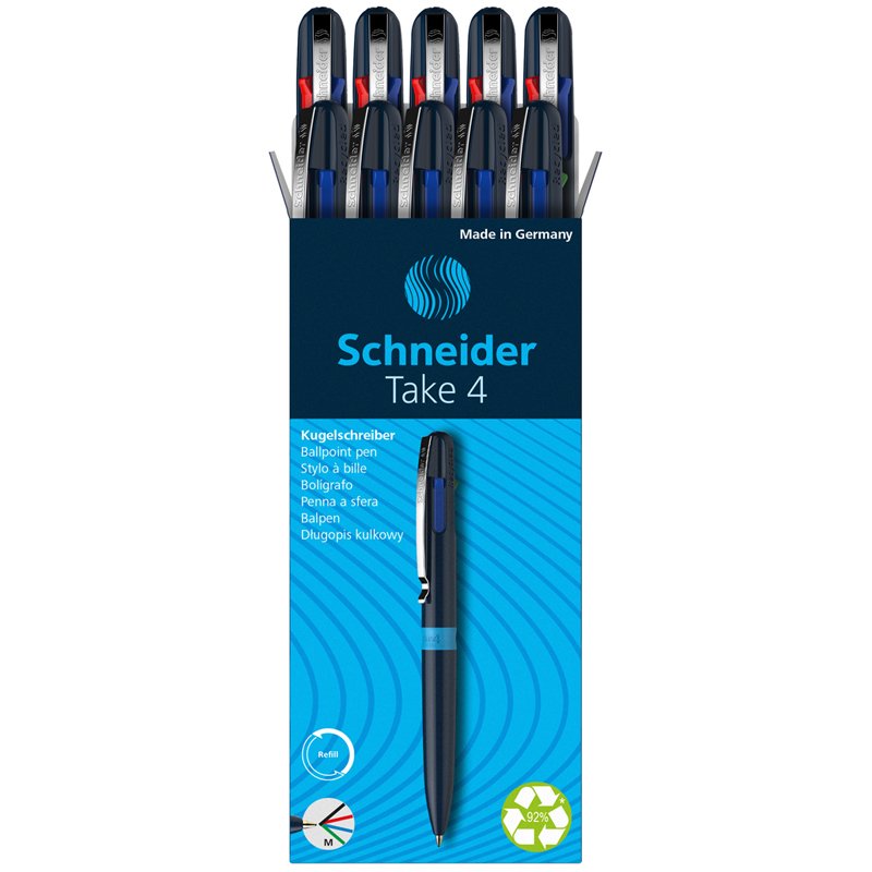 Ручка шариковая автоматическая Schneider «Take 4», 4цв., 1.0мм