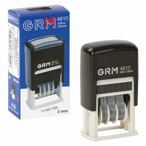 Датер-мини месяц буквами, оттиск 20×3.8 мм синий, GRM 4810