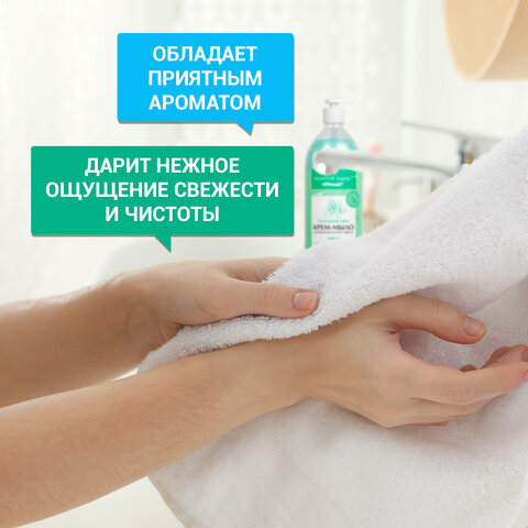 Мыло-крем жидкое с АНТИБАКТЕРИАЛЬНЫМ ЭФФЕКТОМ 1 л ЗОЛОТОЙ ИДЕАЛ «Холодная мята»дозатор608285