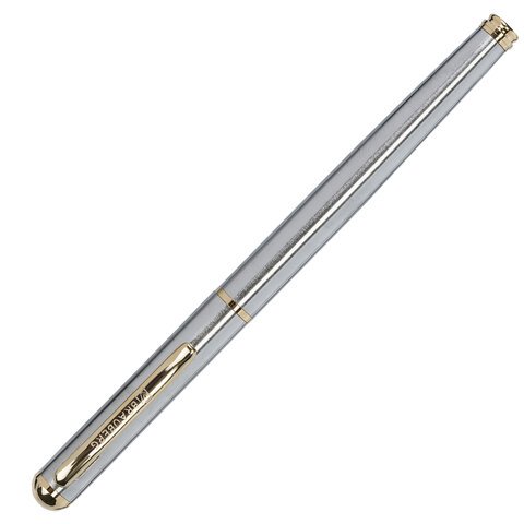 Ручка подарочная перьевая BRAUBERG Maestro, СИНЯЯ, корпус серебристый с золотистыми деталями, линия письма 0.25 мм