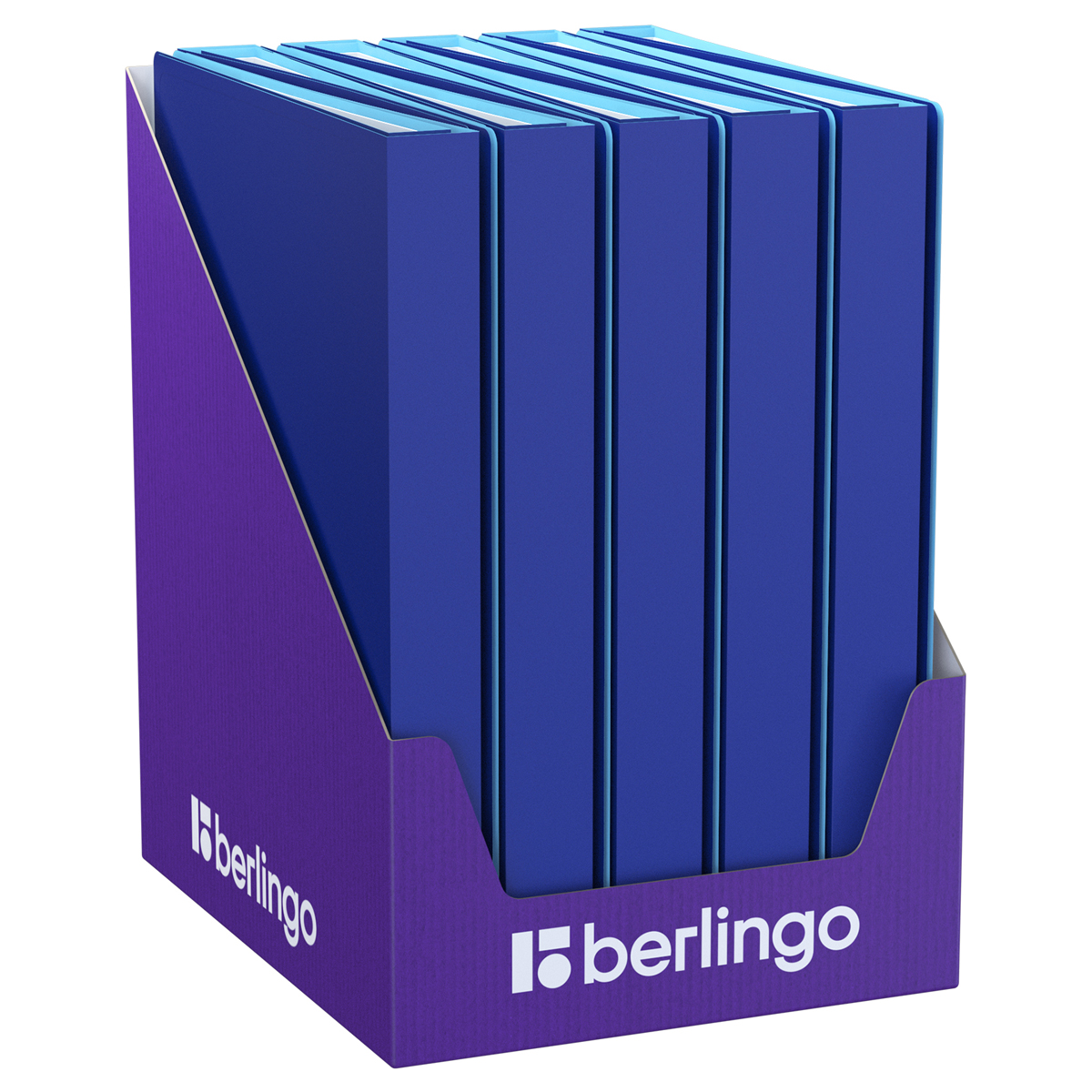 Папка с 60 вкладышами Berlingo «Soft Touch Pro», 30мм, 700мкм, с внутр. карманом, синяя, внутр. синяя, софт-тач
