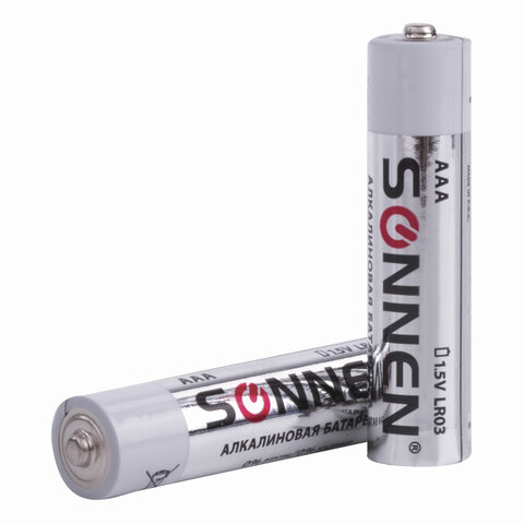 Батарейки SONNEN Alkaline, AAA (LR03, 24А), алкалиновые, КОМПЛЕКТ 10 шт., в коробке