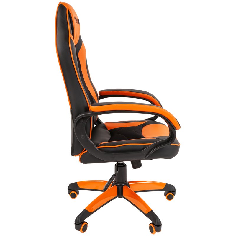 Кресло игровое Helmi HL-S16, экокожа, черная/оранжевая, механизм качания