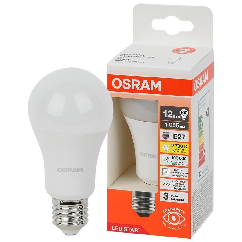 Лампа светодиодная Osram LS CLA100 груша 12 Вт E27 2700K 1055Лм 170-250 В (4058075695290)