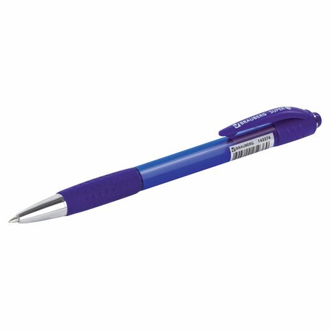 Ручка шариковая автоматическая с грипом BRAUBERG SUPER, СИНЯЯ, корпус синий, узел 0.7 мм, линия письма 0.35 мм
