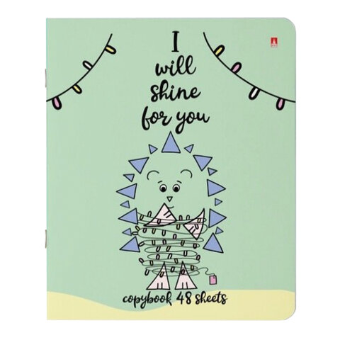 Тетрадь А5 48 л. АЛЬТ скоба, клетка, Soft Touch, бежевая бумага 70 г/м2, «ЁЖИК РОМАНТИК» (5 видов), 7-48-745