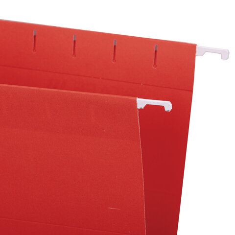 Подвесные папки A4/Foolscap (404×240 мм) до 80 л., КОМПЛЕКТ 10 шт., красные, картон, STAFF