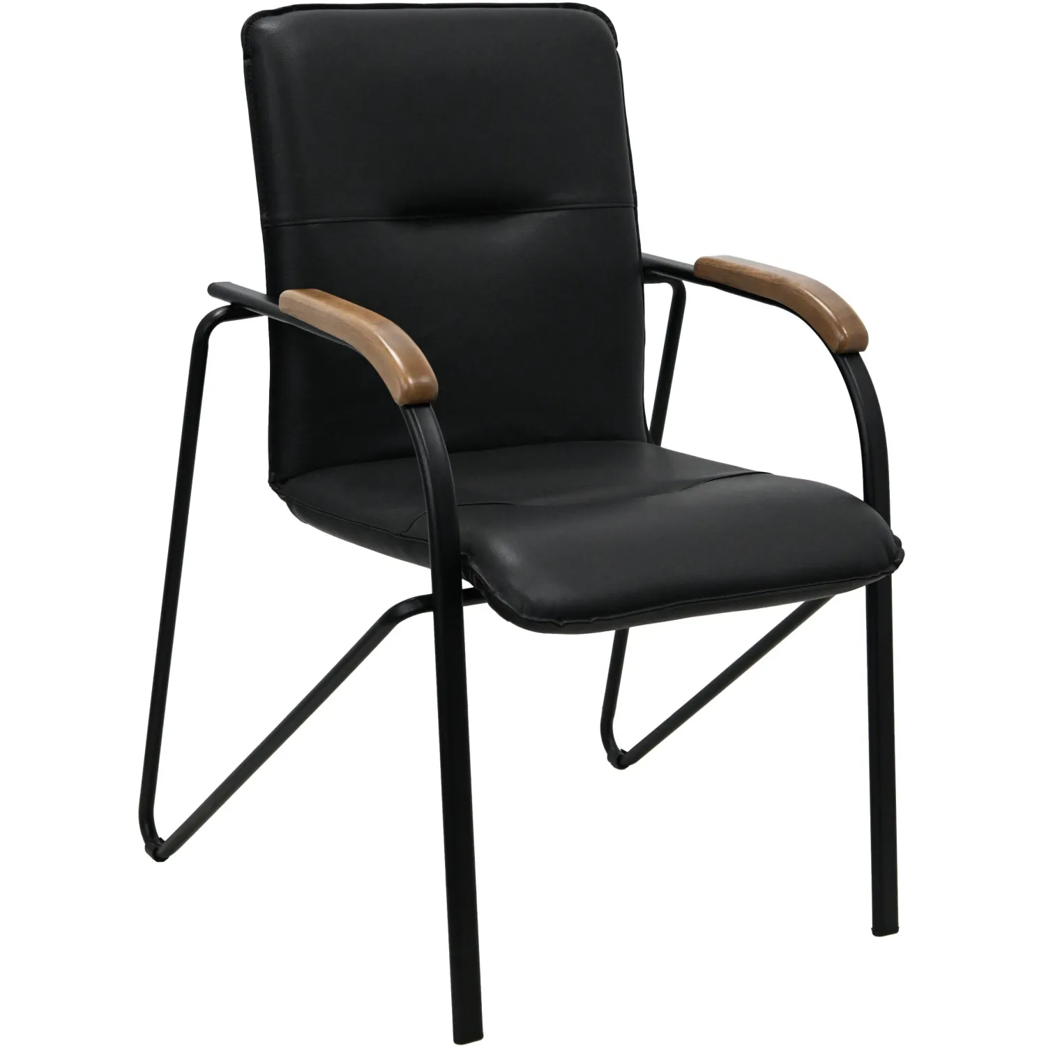 Конференц-кресло Easy Chair Samba Black чёрный/орех (экокожа, металл чёрный)