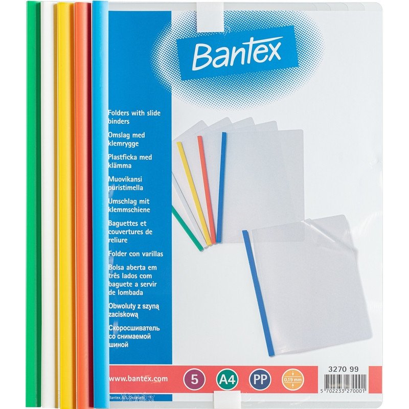 превью Папка для брошюровки Bantex со скрепкошиной А4 в ассортименте (до 30 листов, 5 штук в упаковке)
