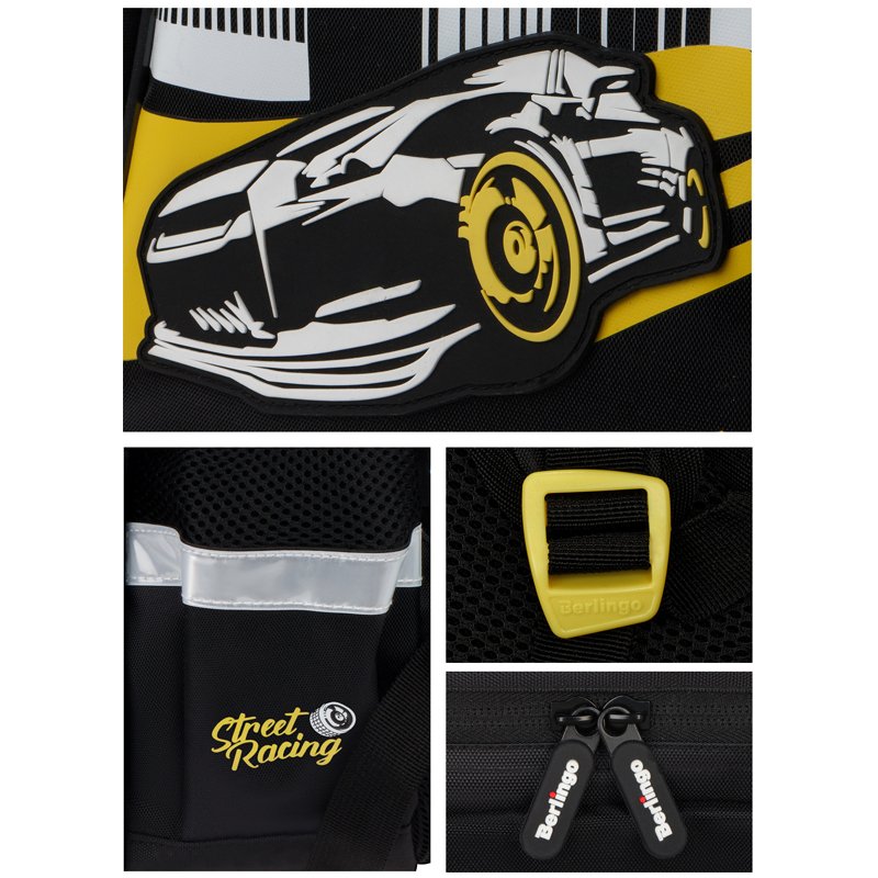 Рюкзак Berlingo Comfort «Street racing» 38×27×18см, 3 отделения, 3 кармана, эргономичная спинка