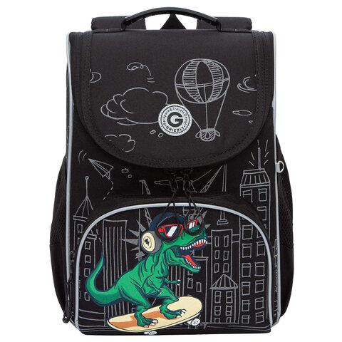 Ранец GRIZZLY анатомическая спинка, с мешком для обуви, для мальчиков, DINO RACE, 33×25х13 см