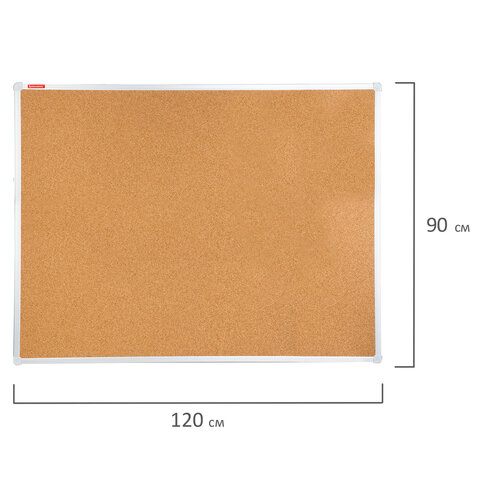 Доска пробковая для объявлений (90×120 см), алюминиевая рамка, BRAUBERG