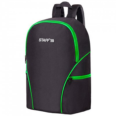 Рюкзак STAFF TRIP универсальный, 2 кармана, черный с салатовыми деталями, 40×27x15.5 см