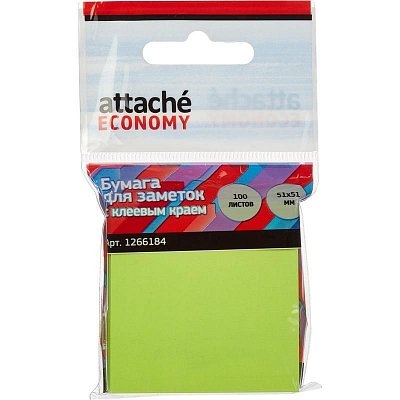 Стикеры Attache Economy 51×51 мм неоновый зеленый (1 блок, 100 листов)