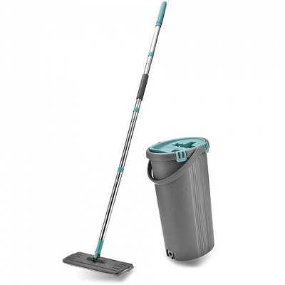 Набор для уборки: швабра, МОП, двухкамерное ведро с отжимом MILEY LIGHT MOP, сменная насадка МОП 607751