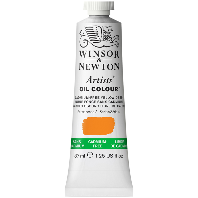 превью Краска масляная профессиональная Winsor&Newton «Artists' Oil», 37 мл, беcкадмиевый насыщенно-желтый
