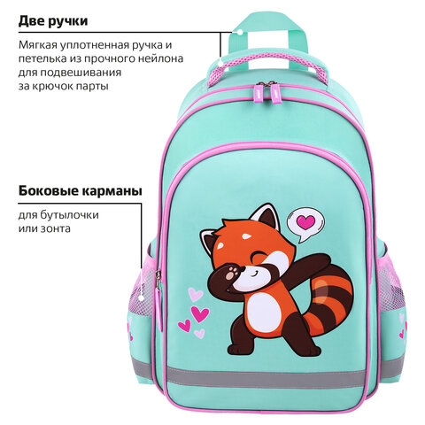 Рюкзак ПИФАГОР SCHOOL, 1 отделение, 3 кармана, «Red panda», 38×28×14 см