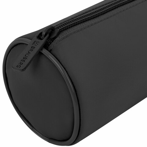 Пенал-тубус BRAUBERG, с эффектом Soft Touch, мягкий, черный, 22×8 см