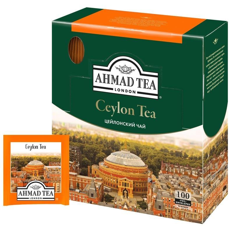 Чай AHMAD (Ахмад) «Ceylon Tea», черный, 100 пакетиков с ярлычками по 2 г