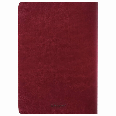 Тетрадь 60 л. в клетку обложка гладкий кожзам, сшивка, B5 (179×250мм), БОРДОВЫЙ, BRAUBERG VIVA
