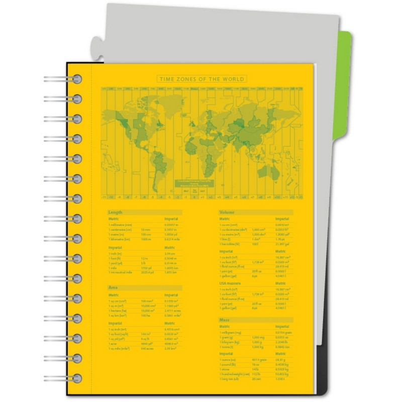 Бизнес-тетрадь SMARTBOOK (А5, 120л, клетка, спираль, разд, карман, жел-зеленый)