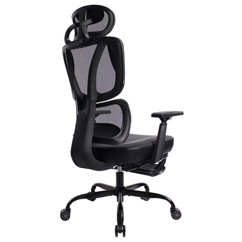 Кресло BRABIX PREMIUM «Venom GM-530», подножка, синхромеханизм, экокожа/сетка, черное/серое