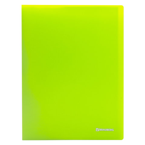 Папка 20 вкладышей BRAUBERG «Neon», 16 мм, неоновая, зеленая, 700 мкм