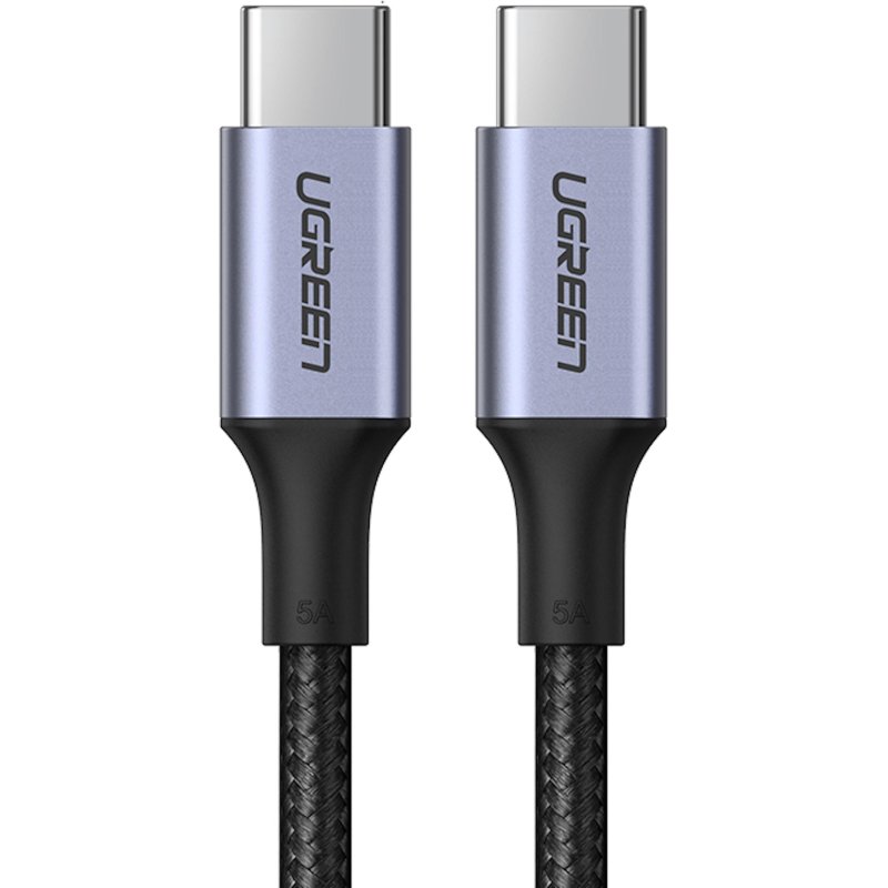 превью Кабель UGREEN USB C PD 100 Вт, в оплетке, черный. 1м (70427)