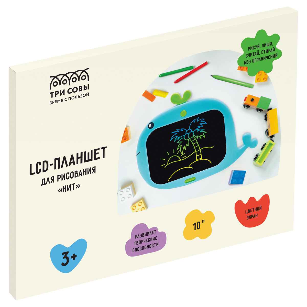 превью Планшет для рисования LCD, ТРИ СОВЫ «Кит», 10", голубой