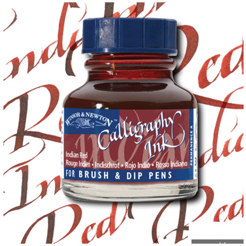 Тушь Winsor&Newton для каллиграфии (синяя крышка), 30мл, красный Индийский