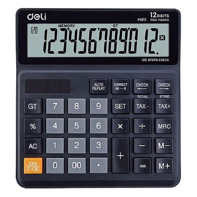 Калькулятор бухгалтерский Deli EM01120 черный 12-разр