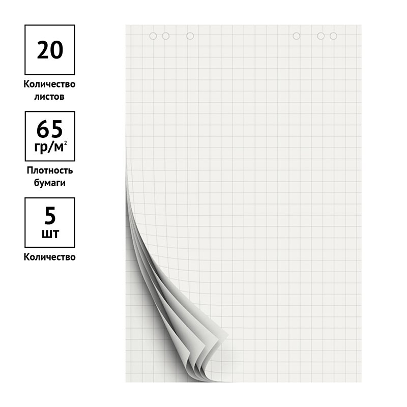 Блокнот для флипчарта OfficeSpace 60×90см, 20л., клетка, бюджет