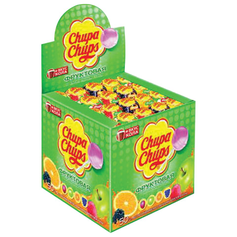 Карамель CHUPA CHUPS (Чупа-Чупс) фруктовая с соком + кола, 12 г
