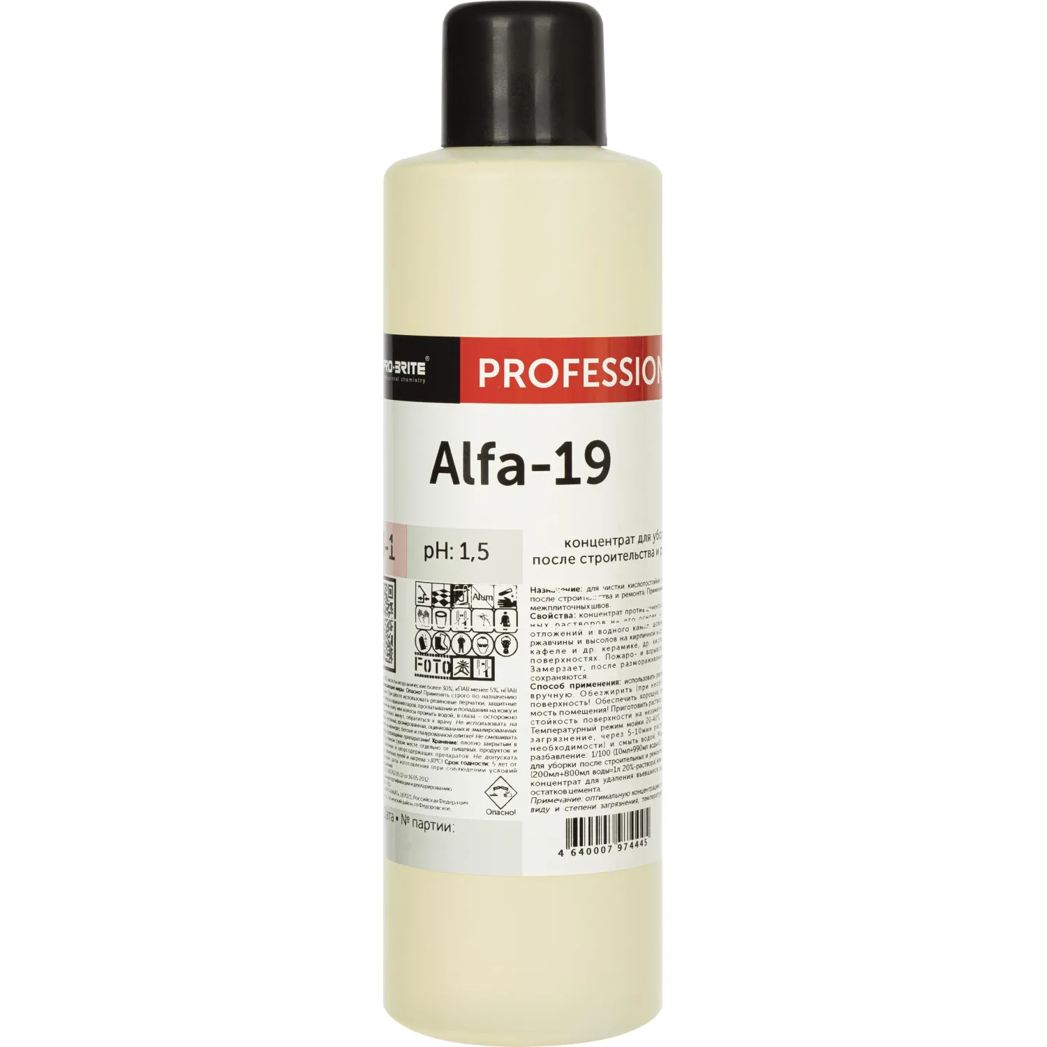 превью Средство для уборки после строительства и ремонта Pro-Brite Alfa-19 1 л (концентрат)
