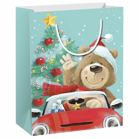 Пакет подарочный НАБОР 4 штуки, новогодний, 18×10х23 см, «Christmas Animals», ЗОЛОТАЯ СКАЗКА
