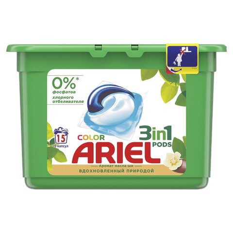превью Средство для стирки в капсулах 15 шт. ARIEL (Ариэль) «Масло Ши»