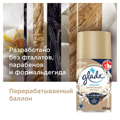Сменный баллон 269 мл, GLADE «Ванильные мечты» для автоматических освежителей
