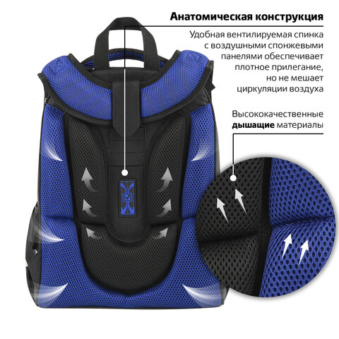 Ранец BRAUBERG PREMIUM, 2 отделения, с брелком, «Spaceship», 38×29х16 см
