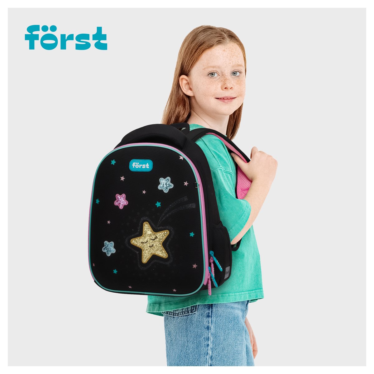 Ранец Först F-Top облегченный «Stars» 36×28×15см, 2 отделения, 2 кармана, анатомическая спинка