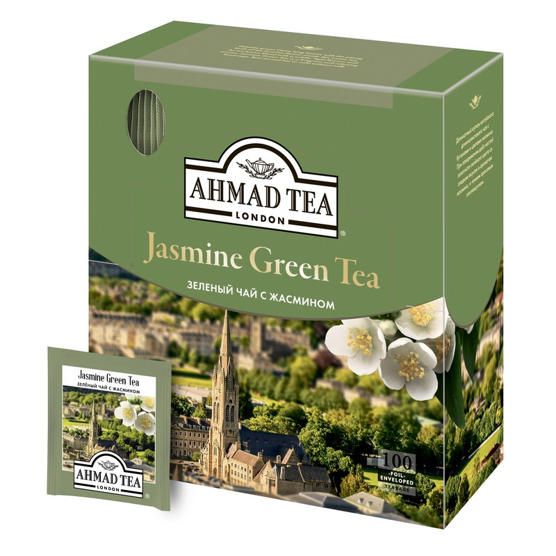 Чай зеленый Ahmad Tea Green Jasmine (100 пакетиков в упаковке)