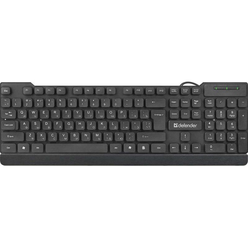 превью Клавиатура Defender Element HB-190 USB RU, черный, полноразмерная, проводная