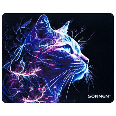 Коврик для мыши SONNEN «NEON CAT» резина + ткань250×200х2 мм513956